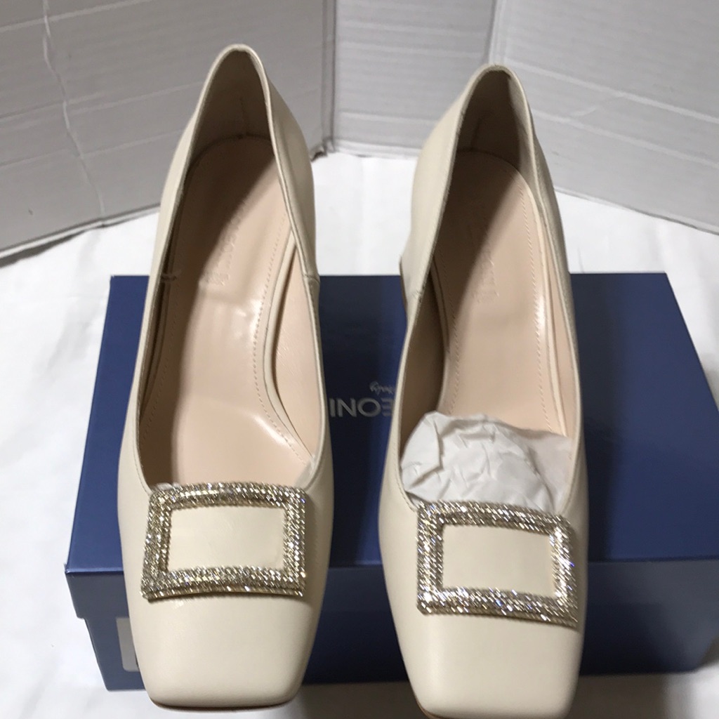 Napoleoni Leather Upper Block Heel With Ornament. Made In Italy. Nwt